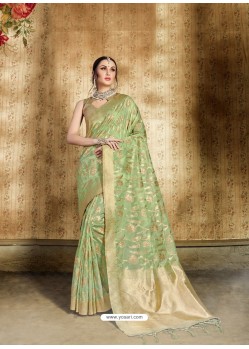 Green Nylon Organza Silk Designer Saree