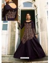 Purple Heavy Embroidered Art Silk Floor Length Suit
