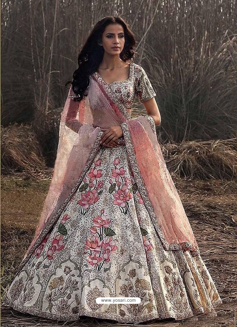 Buy Embellished Silk Off-White Lehenga Choli LLCV115942