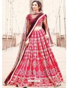 Red Satin Heavy Embroidered Wedding Lehenga Choli