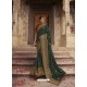 Dark Green Soft Silk Thread And Jari Embroidered Designer Wedding Saree