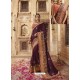 Deep Wine Soft Silk Thread And Jari Embroidered Designer Wedding Saree