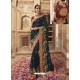 Peacock Blue Soft Silk Thread And Jari Embroidered Designer Wedding Saree