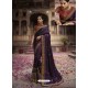 Purple Soft Silk Thread And Jari Embroidered Designer Wedding Saree