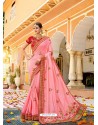 Pink Fancy Heavy Embroidered Designer Wedding Saree