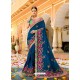 Tealblue Fancy Heavy Embroidered Designer Wedding Saree