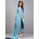 Blue And Navy Georgette Hand Worked Straight Suit