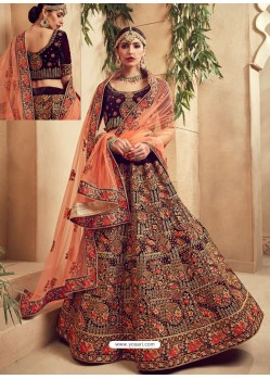 Elegant Purple Fancy Fabric Heavy Embroidered Designer Bridal Lehenga Choli
