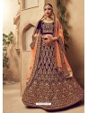 Perfect Purple Fancy Fabric Heavy Embroidered Designer Bridal Lehenga Choli