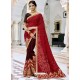 Red Georgette Embroidered And Stone Worked Designer Saree