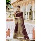 Coffee Georgette Embroidered And Stone Worked Designer Saree