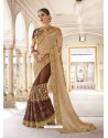 Beige Art Silk And Georgette Heavy Embroidered Party Wear Saree