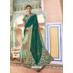 Dark Green Rangoli Silk And Net Heavy Embroidered Party Wear Saree