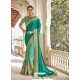 Aqua Mint Georgette And Net Heavy Embroidered Party Wear Saree