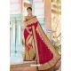 Red And Beige Georgette And Net Heavy Embroidered Party Wear Saree