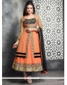 Modish Orange Net Designer Anarkali Suit