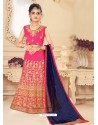 Hot Pink Japan Silk Embroidered Lehenga Choli