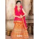 Rani And Orange Japan Silk Embroidered Lehenga Choli