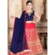 Navy And Rani Japan Silk Embroidered Lehenga Choli