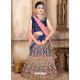 Navy Blue Japan Silk Embroidered Lehenga Choli