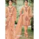 Light Orange Tissu With Inner Rasel Net Embroidered Straight Suit