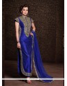Diya Mirza Blue Banarasi Silk Churidar Suit