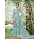 Sky Blue Tissu With Inner Rasel Net Embroidered Palazzo Suit