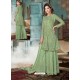 Green Top Net Heavy Embroidered Designer Palazzo Suit