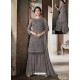 Dull Grey Top Net Heavy Embroidered Designer Palazzo Suit