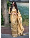 Light Beige Banarasi Patola Silk Designer Saree