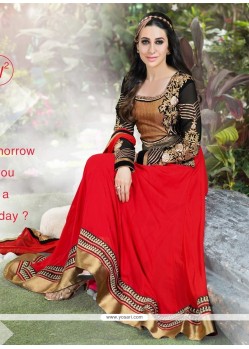 Karishma Kapoor Red Georgette Designer Anarkali Suit