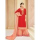 Red Upada Silk Heavy Embroidered Designer Palazzo Suit