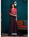 Purple And Red Heavy Georgette Yoke Silk Embroidered Anarkali Suit