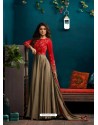 Red And Gold Silk Georgette Embroidered Anarkali Suit