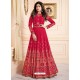 Red Mulberry Silk Embroidered Designer Anarkali Suit