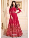 Red Mulberry Silk Embroidered Designer Anarkali Suit