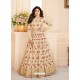 Cream Mulberry Silk Embroidered Designer Anarkali Suit