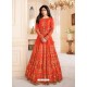 Orange Mulberry Silk Embroidered Designer Anarkali Suit