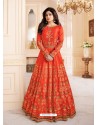 Orange Mulberry Silk Embroidered Designer Anarkali Suit