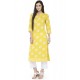 Yellow Cotton Printed Kurti