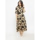 Black And Brown Rayon Printed Kurti