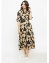 Black And Brown Rayon Printed Kurti