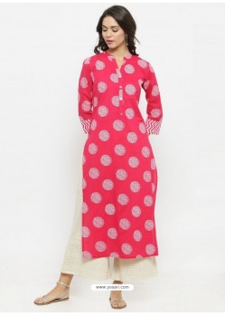 Fuchsia Cotton Printed Kurti