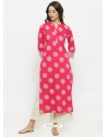 Fuchsia Cotton Printed Kurti