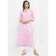 Baby Pink Cotton Blend Printed Kurti