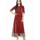 Maroon Viscose Rayon Printed Kurti