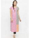 Pink and Multi Cotton Blend Printed Kurti