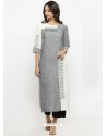 Grey And White Cotton Printed Kurti