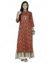 Wine Viscose Rayon Printed Kurti