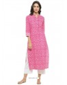 Light Pink Cotton Printed Kurti